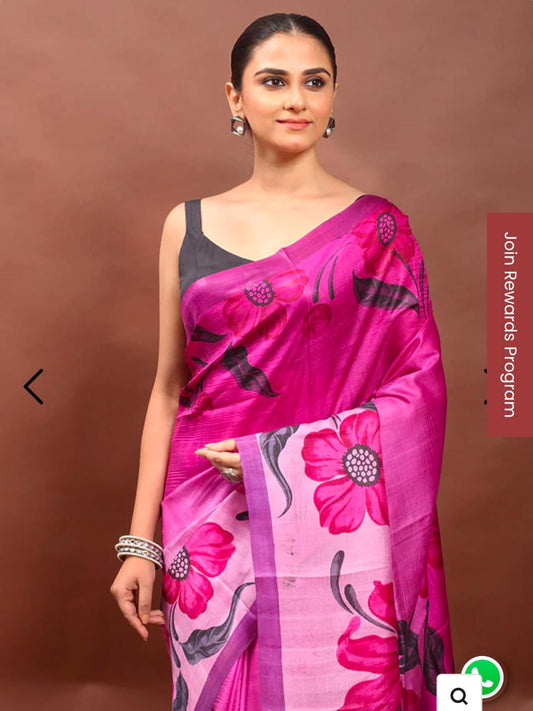 Hand Batik Tussar saree
