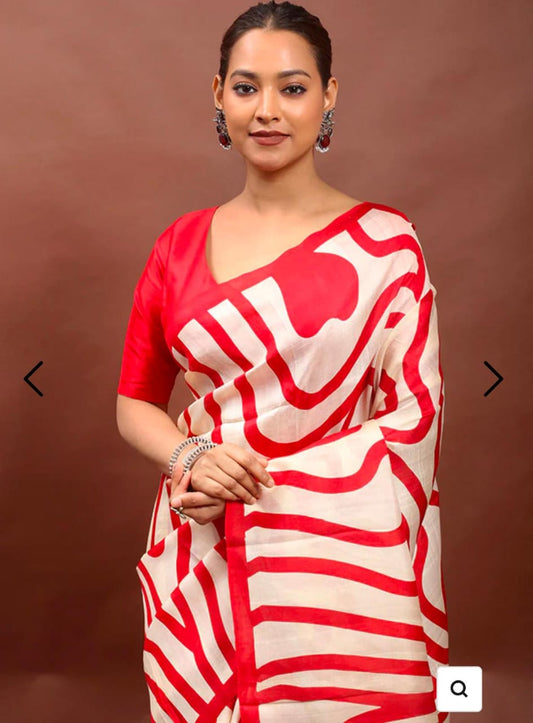 Hand Batik Tussar saree