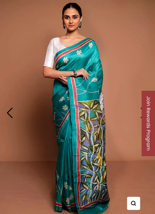 Hand Batik Tussar saree