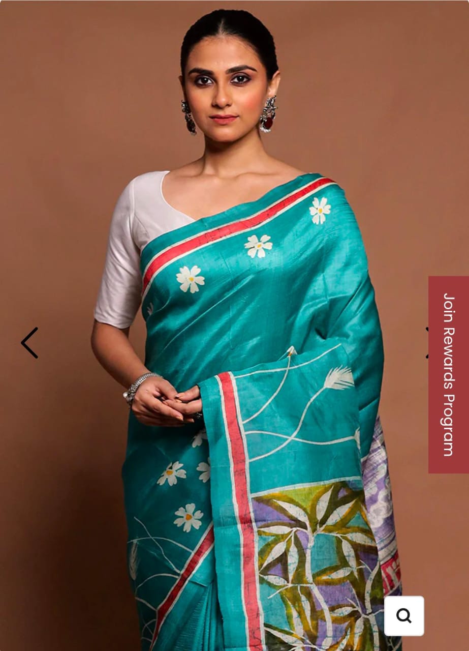 Hand Batik Tussar saree